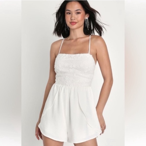 Lulus Pants - Lulus Elegant White Lace Romper size M